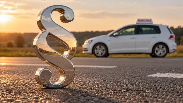 Paragrafenzeichen auf einer Fahrbahn als Symbol für Verkehrsrecht